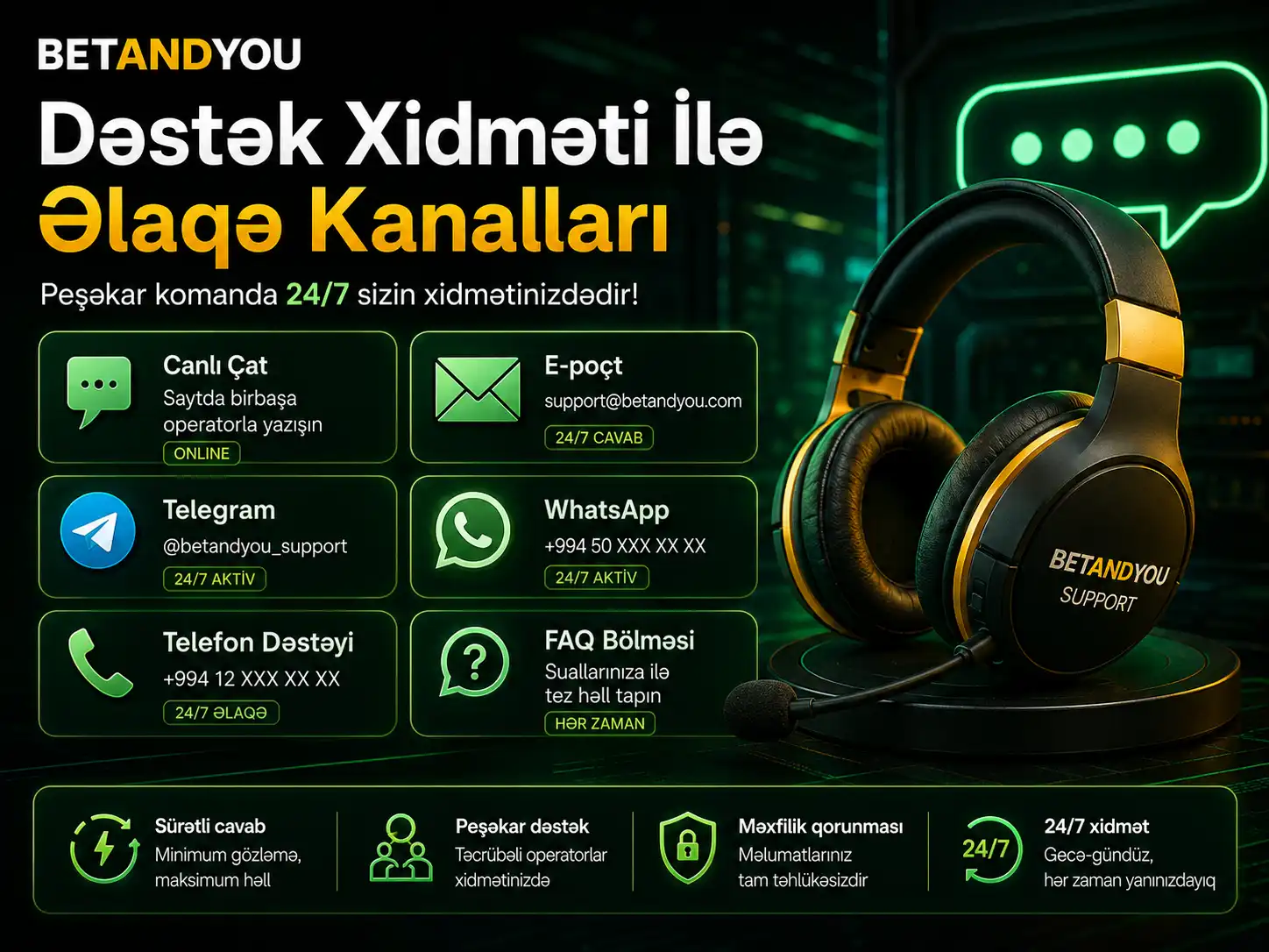 Dəstək Xidməti İlə Əlaqə Kanalları